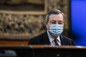 AMATRICE (RIETI) (ITALPRESS) - Il presidente del Consiglio, Mario Draghi, questa mattina ad Amatrice...