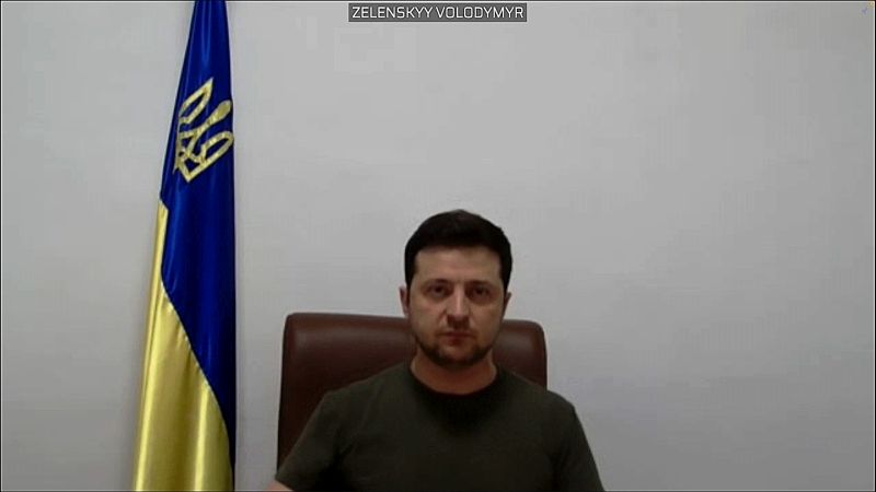 IL PRESIDENTE DELL’UCRAINA VOLODYMYR ZELENSKY IN VIDEOCOLLEGAMENTO CON IL PARLAMENTO EUROPEO ROMA...