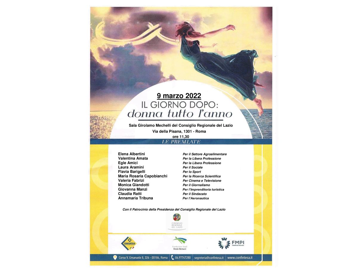 ROMA (ITALPRESS) – Il 9 marzo, presso la Sala Gerolamo Mechelli del Consiglio Regionale del Lazio in...