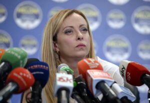 Roma 13/06/2022 Sede di Fratelli d'Italia. Conferenza stampa di Giorgia Meloni sui risultati...