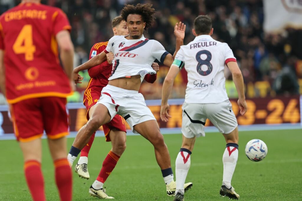 Roma, Italia 22.04.2024: Joshua Zirkzee del Bologna durante la partita di calcio del campionato...