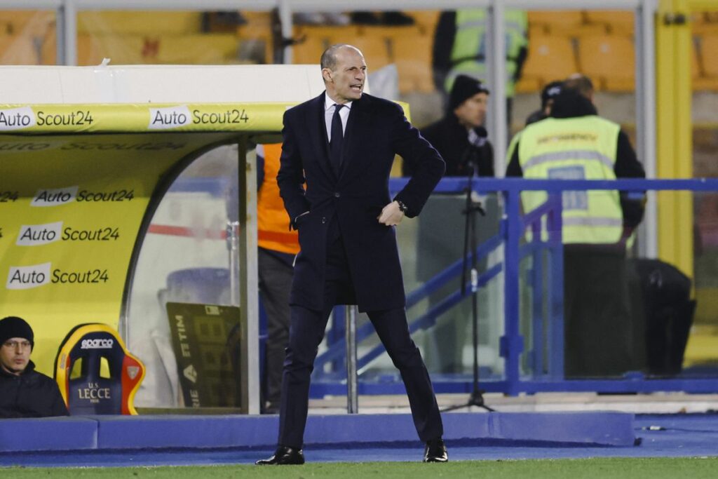 Partita di Serie A Lecce vs Juventus: Il tecnico italiano della Juventus, Massimiliano Allegri...