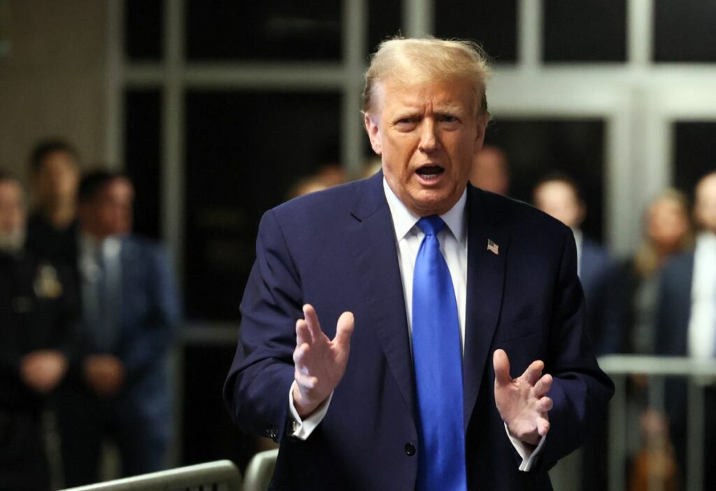 Il 22 aprile 2024, a New York, NY, USA, il candidato presidenziale repubblicano e ex presidente...