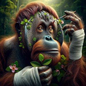 Per la prima volta osservato un orango che usa una pianta medicinale per curare una ferita