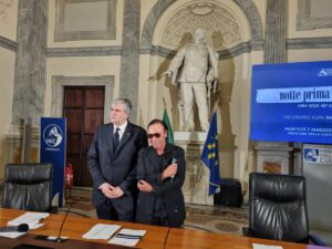 Roma (ITALPRESS) - Antonello Venditti, durante la celebrazione dei 40 anni dell'album Cuore presso...