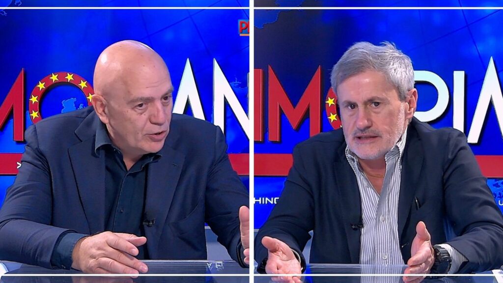 Gianni Alemanno, segretario nazionale di Indipendenza!, e Marco Rizzo, coordinatore nazionale di...