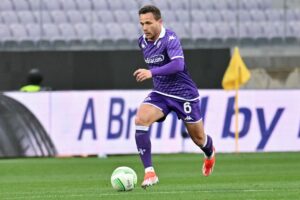 Il centrocampista dell'ACF Fiorentina Arthur Melo durante la partita di calcio ACF Fiorentina vs FC...