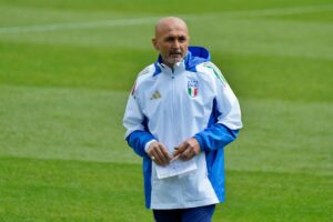 Luciano Spalletti, allenatore capo dell'Italia durante l'Europeo UEFA 2024, ha parlato durante una...