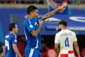 Mattia Zaccagni, italiano, celebra dopo aver segnato un gol durante l'UEFA Euro 2024 - Croazia vs...