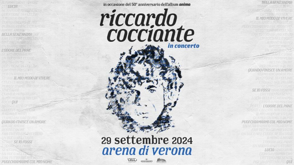 Riccardo Cocciante si esibisce nuovamente in concerto il 29 settembre all’Arena di Verona