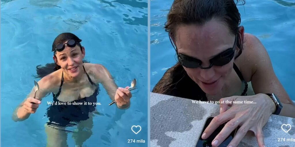 Cucchiai e occhialini:il divertente “gioco” da piscina consigliato da Jennifer Garner