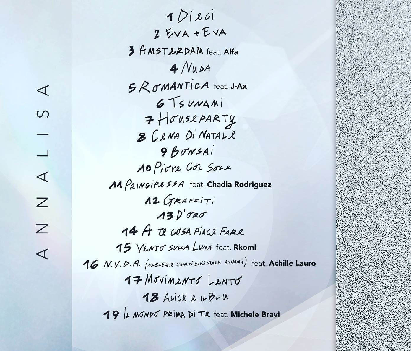 Annalisa la tracklist
Da mezzanotte in preorder...