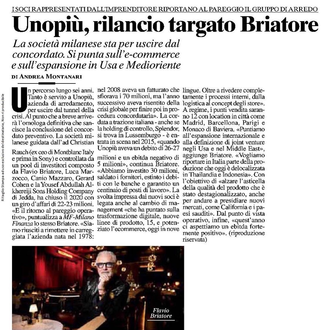 Flavio Briatore Un bel progetto che sta andando avanti.
Intervista a su...