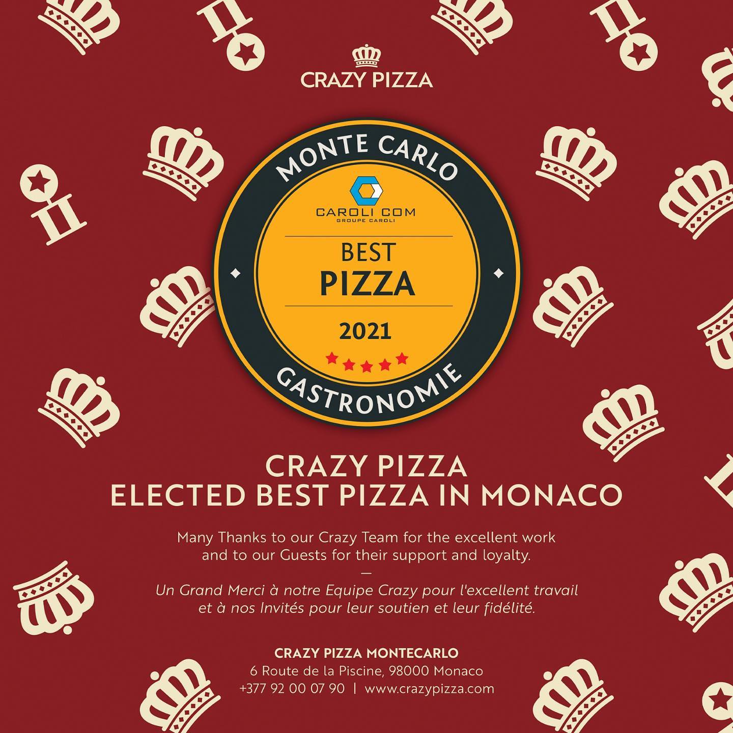 Flavio Briatore miglior pizza di Monaco.
Ringraziamo lo staff per il lavoro eccezionale e i nos...