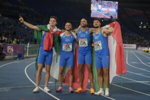 L'Italia vince la staffetta 4x100 uomini ai Campionati Europei di Atletica 2024 a Roma, il 12 giugno...