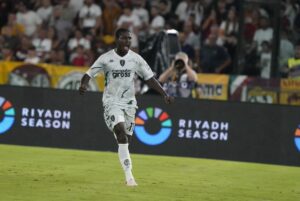 Emmanuel Gyasi durante il 2º giorno del Campionato di Serie A Italiano tra A.S. Roma ed Empoli F.C...
