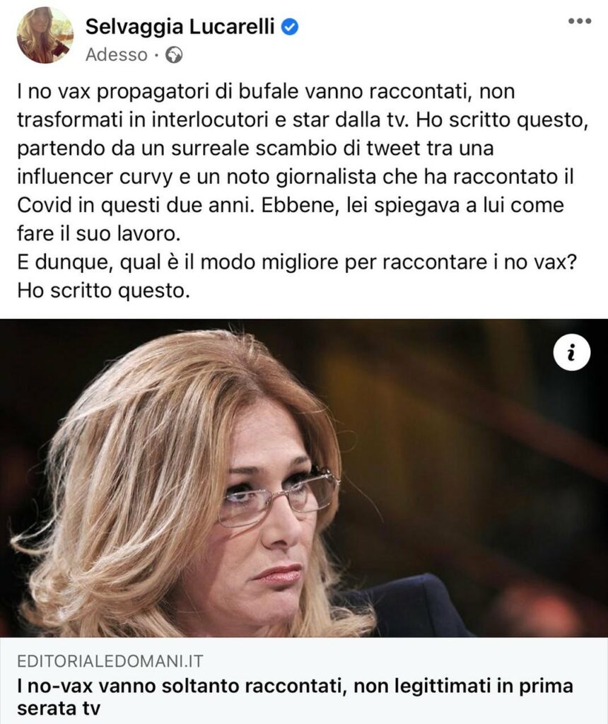 Selvaggia Lucarelli, Per leggere il mio articolo per  LINK in bio o nelle storie…. su Instagram per i suoi fan