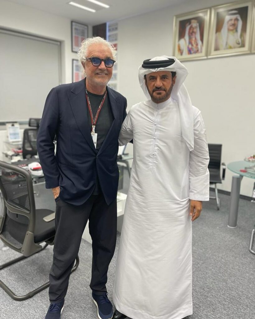 Flavio Briatore, With the FIA President Mohammed Bin Sulayem at the Bahrein F1 Grand Prix… su Instagram per i suoi fan