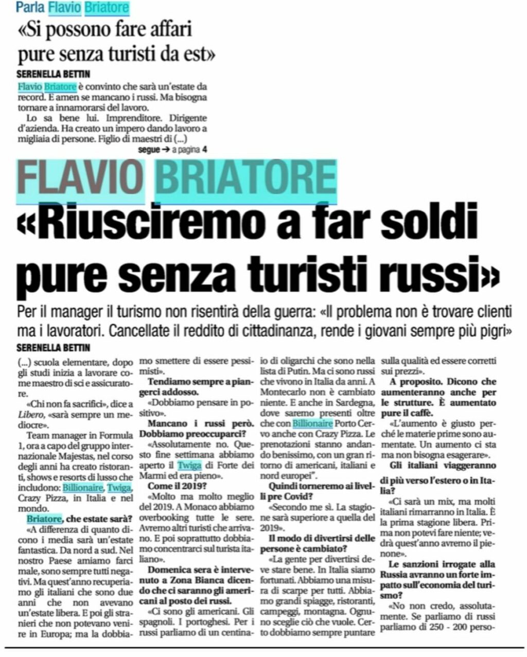 Flavio Briatore, La mia intervista di oggi su… su Instagram per i suoi fan