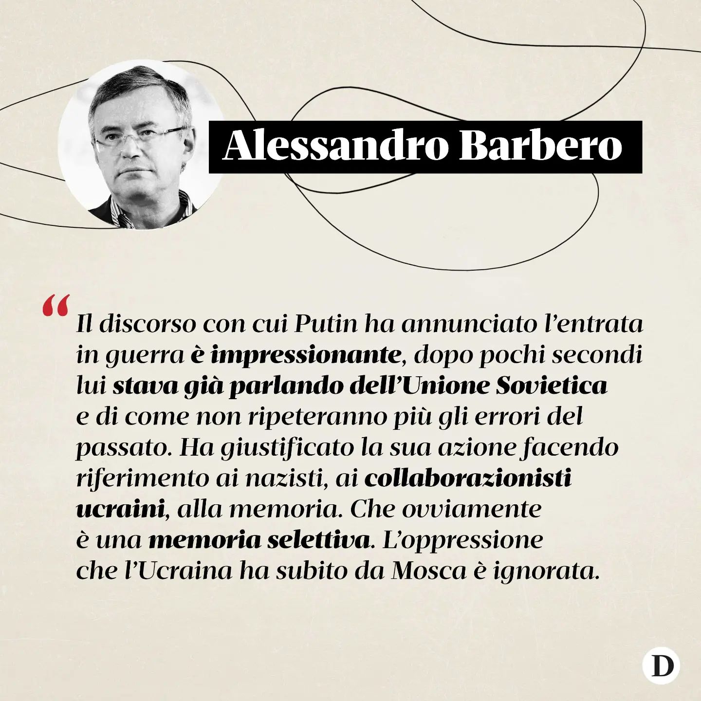 Selvaggia Lucarelli «Dall’inizio della guerra in – scrive - lo storico ha sempre rifiutato richie...