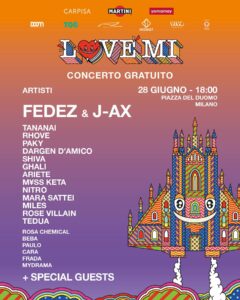 Fedez, Fedez & J-Ax 28 Giugno concerto gratuito di beneficenza in Piazza del Duomo a Mi… su Instagram per i suoi fan