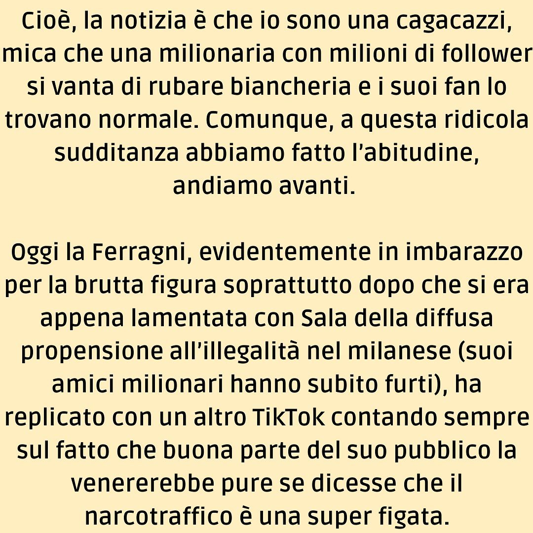 Selvaggia Lucarelli Una storia di accappatoi, furti glamour, Chiara Ferragni. Perché la legalità, in...