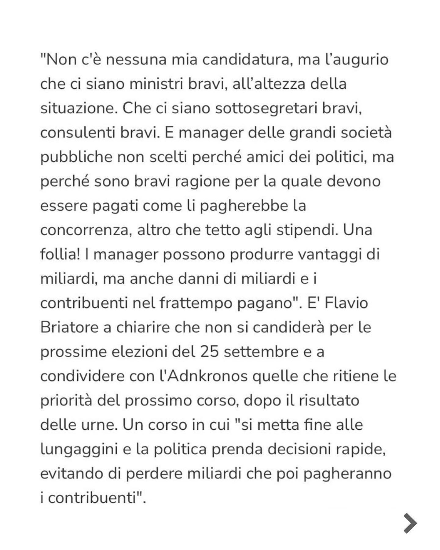 Flavio Briatore Non mi candido alle elezioni. 
La mia intervista di ieri su Adnkronos...