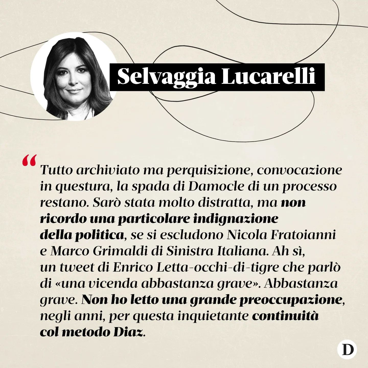 Selvaggia Lucarelli I manganelli sugli  come avvenuto nei giorni scorsi durante le manifestazioni al...