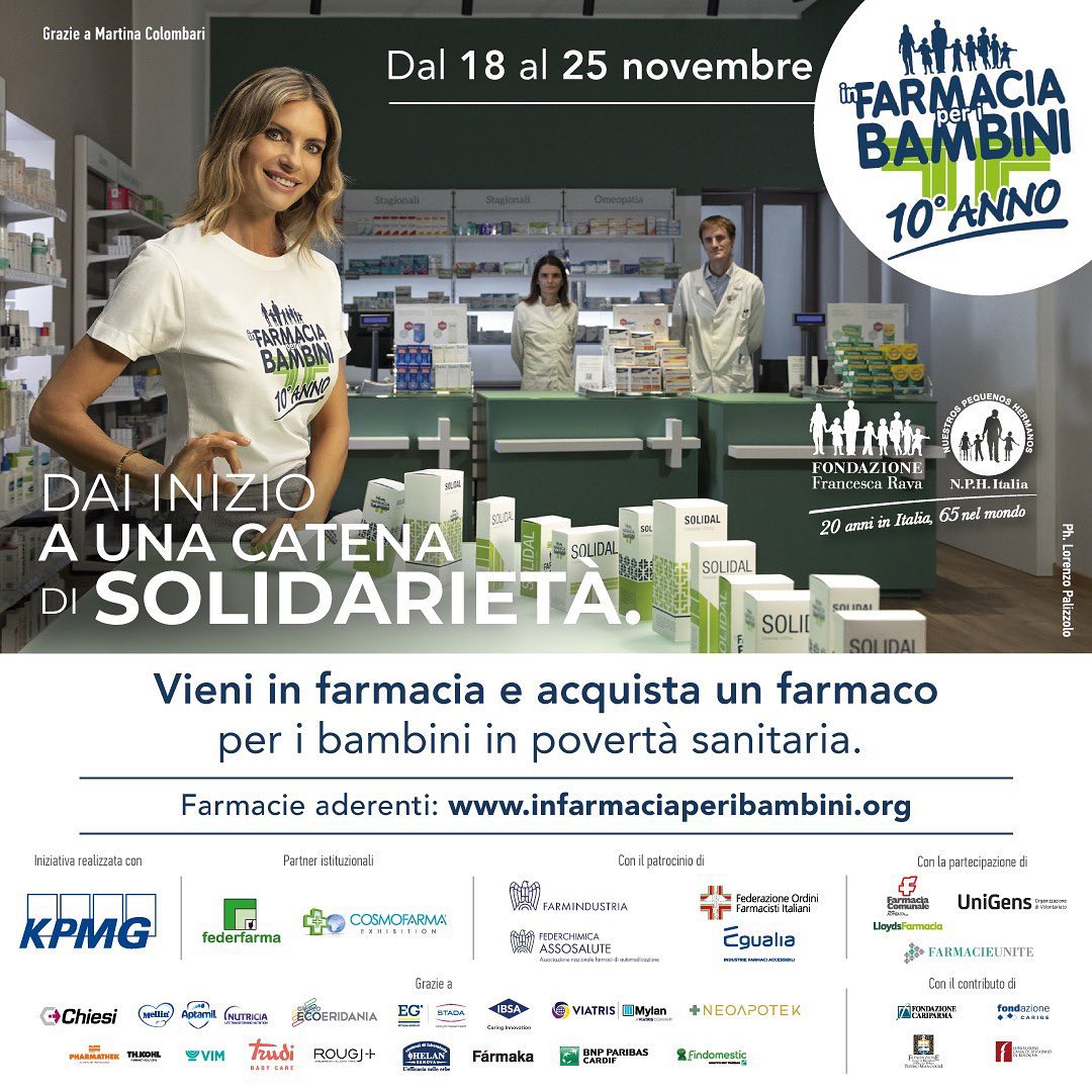 Martina Colombari Dal 18 al 25 novembre, VIENI IN FARMACIA!puoi aiutare tanti bambini in povertà s...