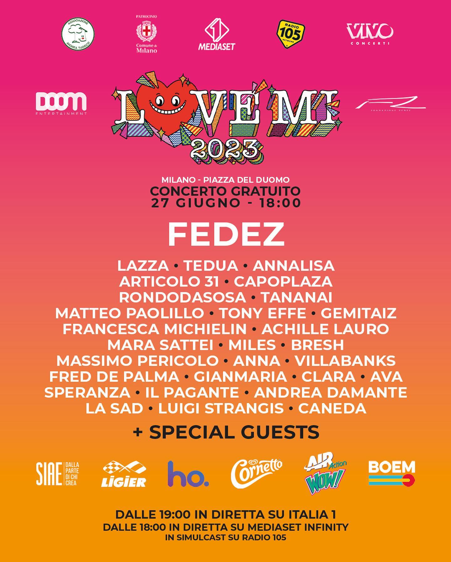 Fedez Il mio regalo alla città di Milano 
27 Giugno 
Quest’anno raccoglieremo fondi p...