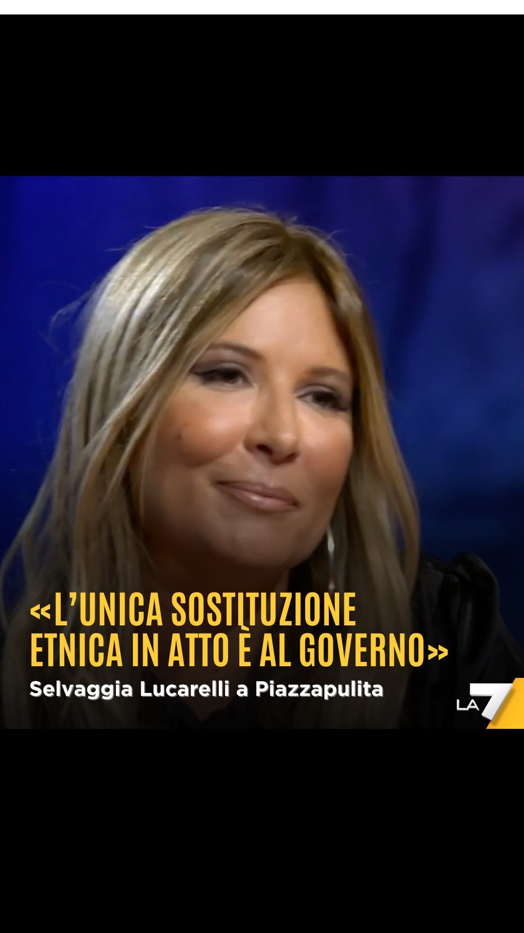 Selvaggia Lucarelli “In questo momento l’unica sostituzione etnica in atto è al governo. Tutti quell...