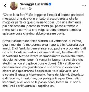 Selvaggia Lucarelli, La storia di un ragazzo, uno squalo, una raccolta fondi che non aveva senso e “c… su Instagram incanta i suoi fan
