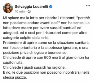 Selvaggia Lucarelli, Il senso della realtà…. su Instagram Saluta i suoi fan