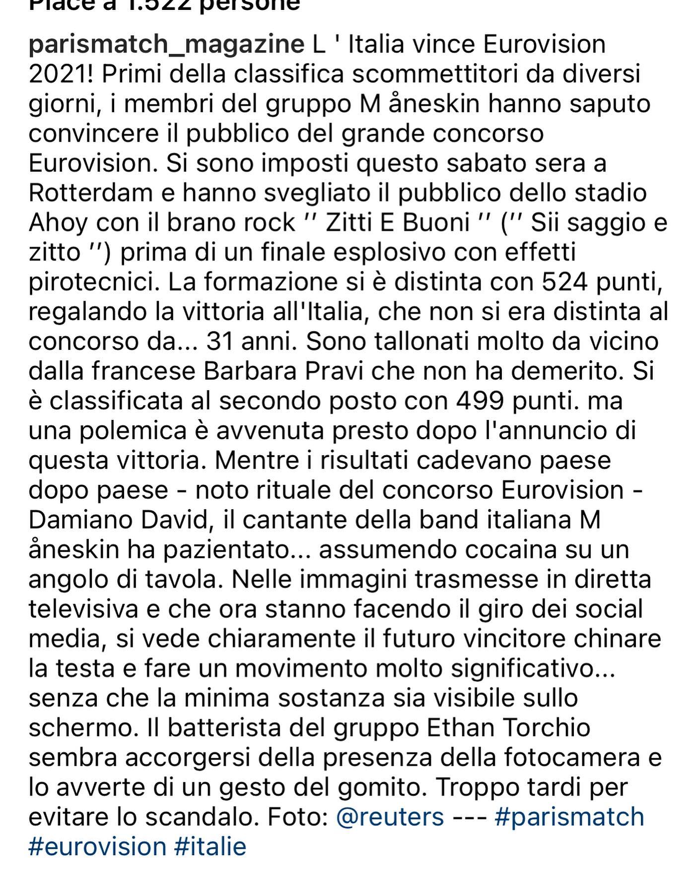 Selvaggia Lucarelli È tanto incredibile quanto grave che scriva che i Maneskin ieri sera hanno assu...