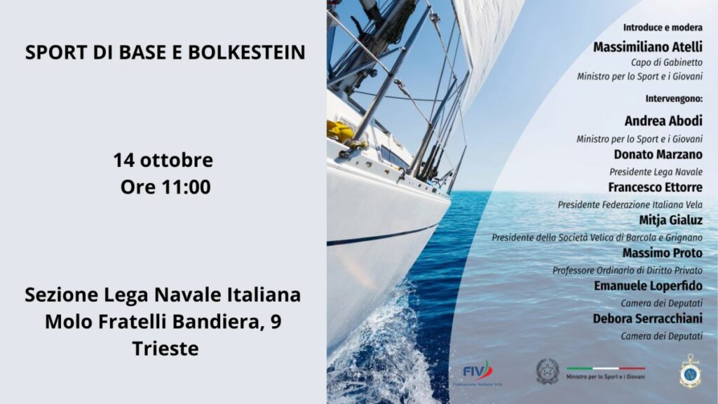 Il prossimo 14 ottobre 2024 a Trieste si terrà l'evento "Sport di Base e Bolkestein", organizzato...