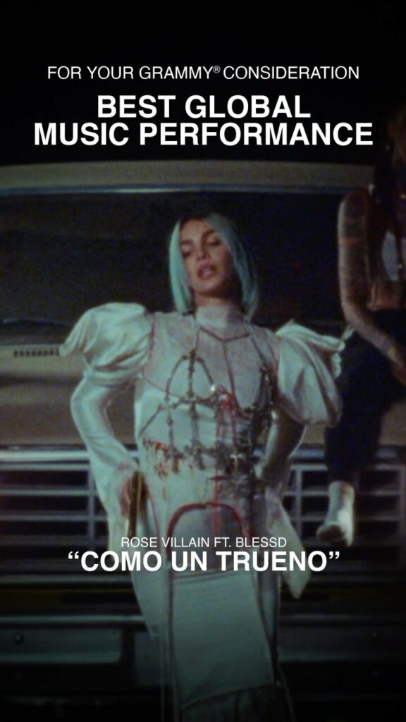 Rose Villan, So happy that “Como Un Trueno” feat  is facing the first round of voting for a G… su Instagram per i suoi fan