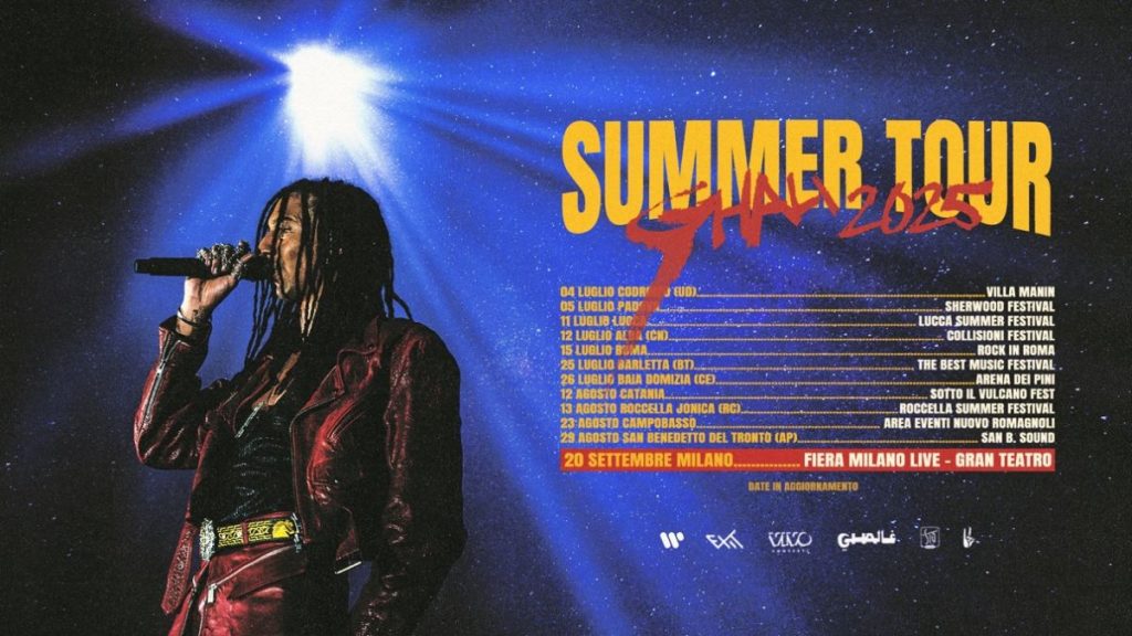Ghali, Summer Tour 2025: undici imperdibili appuntamenti all’aperto