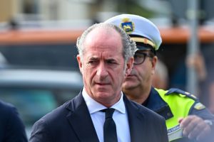 Durante il funerale di Sammy Basso a Tezze sul Brenta, Luca Zaia, Presidente della Regione Veneto...