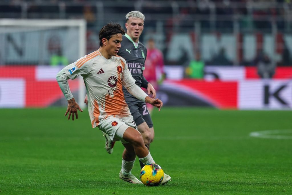 Paulo Dybala of AS Roma seen in action during Serie A 2024/25 football match between AC Milan and AS...