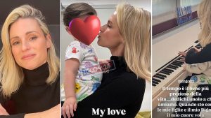 Musica e dolcezza: Michelle Hunziker e Cesare al pianoforte
