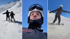 Stefano De Martino e Santiago sulla neve in Svizzera