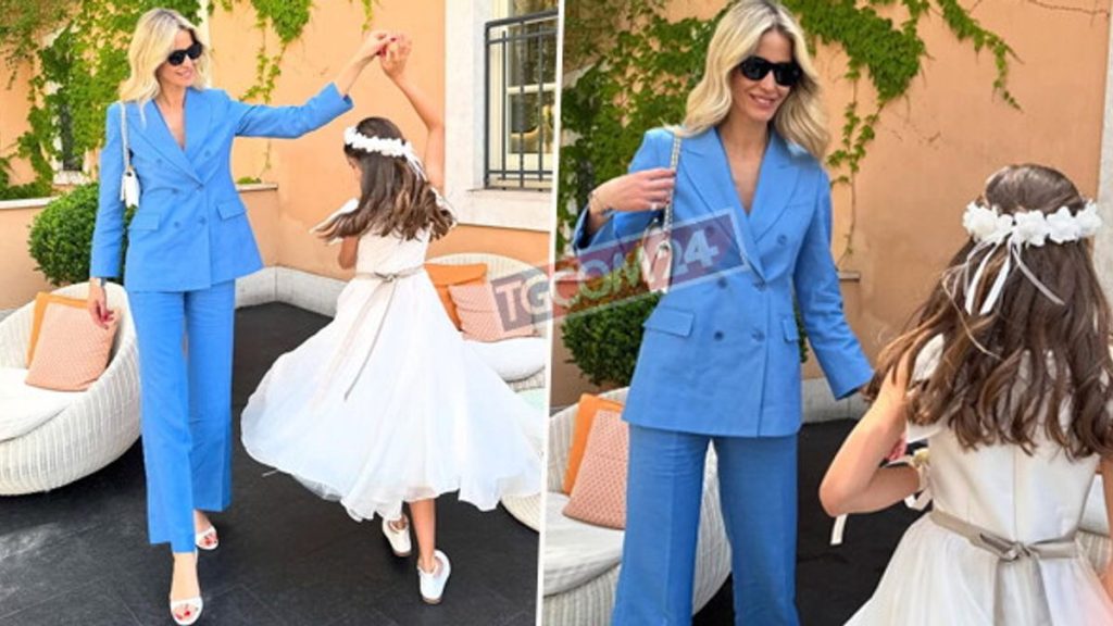 Elena Santarelli festeggia con gioia la prima comunione della figlia Greta: un momento indimenticabile.