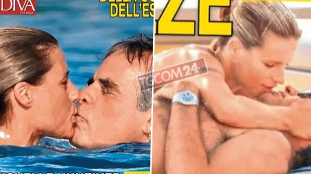 Michelle Hunziker e Nino Tronchetti Provera: romantici baci al mare si accendono sotto il sole.