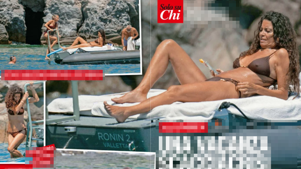 Afef Jnifen: bellezza senza tempo in barca tra le incantevoli Eolie sotto il sole.