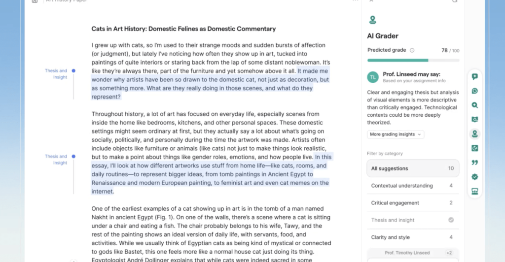 Grammarly sostiene che il suo AI può prevedere un tema da A.
