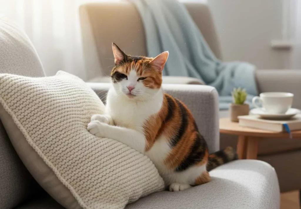 Perché i gatti “impastano” con le zampe sui cuscini o sulle persone?