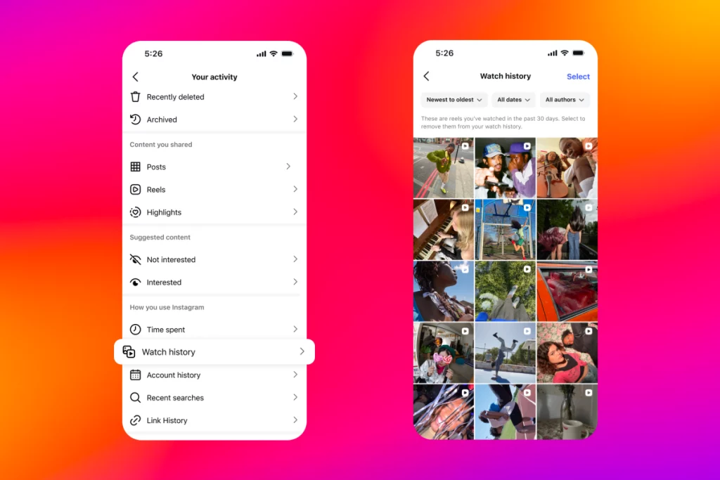 Instagram introduce la funzione per rivedere i tuoi Reels già visti.