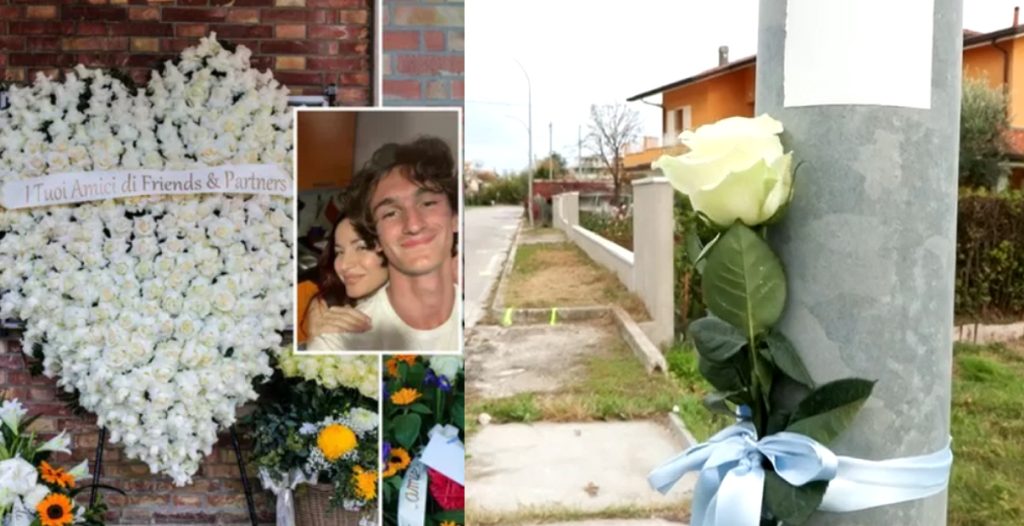 Evan Delogu: funerali toccanti a Bellaria, Andrea supporta la famiglia circondata da affetti.