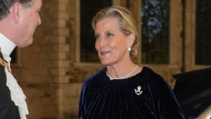 Duchessa Sophie fa brillare la stagione con un elegante abito in velluto blu notte