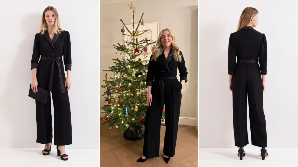 Il tuxedo jumpsuit che riceve sempre complimenti: ideale per festeggiare il Capodanno!